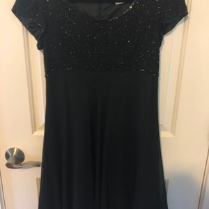Cache Beaded Silk Black Dress Size 8